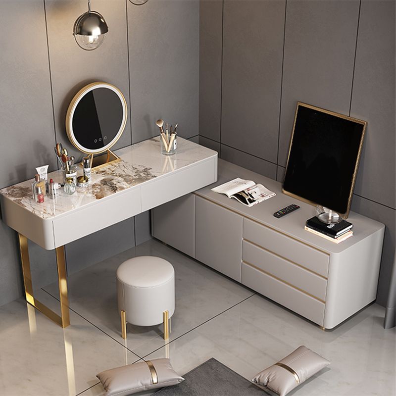 Contemporary With Drawer Gray Lighted Mirror Bedroom Make-up Vanity