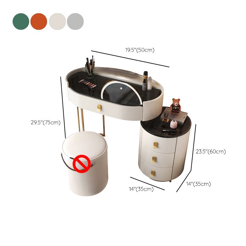 Glass Top Makeup Vanity Desk Lighted Mirror Vanity Dressing Table Set