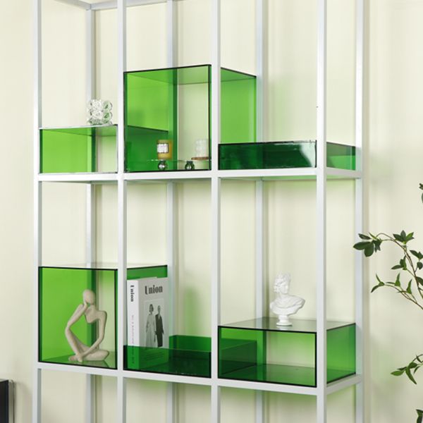 Scandinavian Open Etagere Bookshelf with Iron Frame Acrylic Bookcase