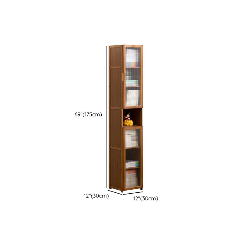 Contemporary Closed Back Bamboo Bookshelf Acrylic Bookcase with Cabinets