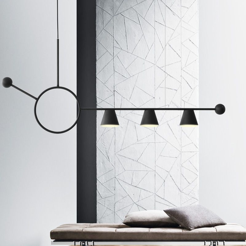 3 luces de la isla de cono de luz accesorios de iluminación de isla de metal contemporáneo