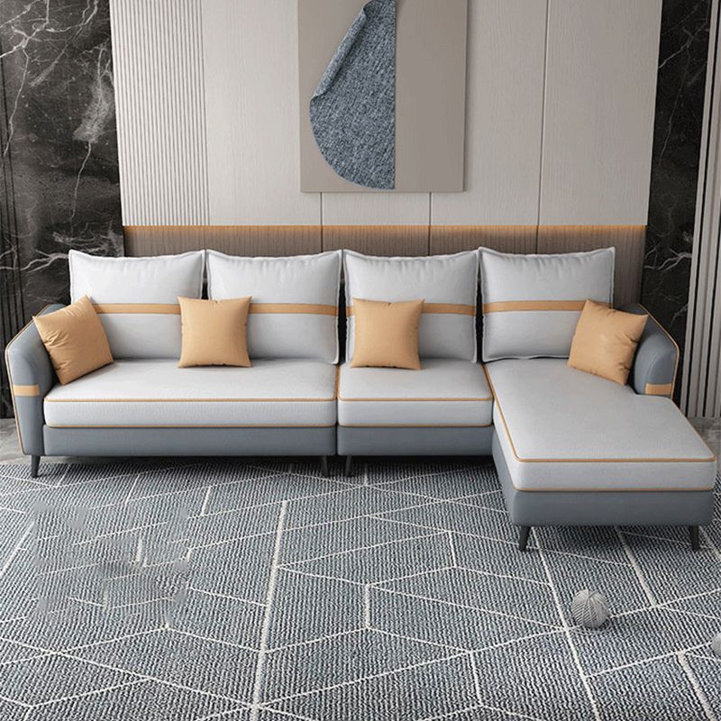 Modern 29.52 " H Faux Leather Flared Arm Sofa & Chaise for Living Room