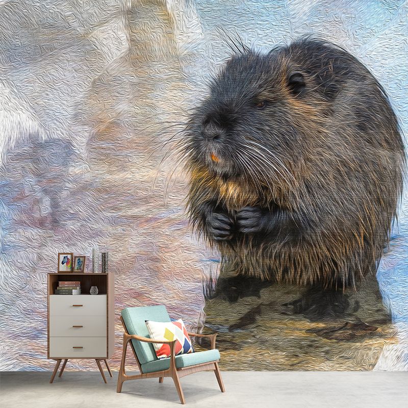 Animal Oil Painting Wall Mural for Living Room Bedroom, Personalized Size Available