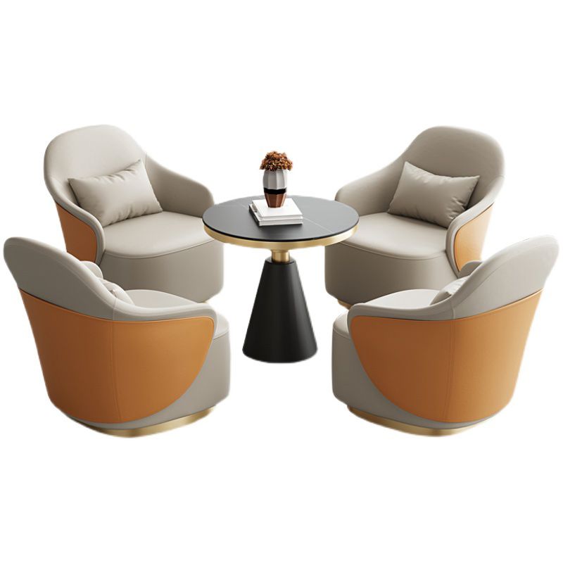 Modern 25.6" Wide Pillow Back Chair Leather Sloped Arm Chair