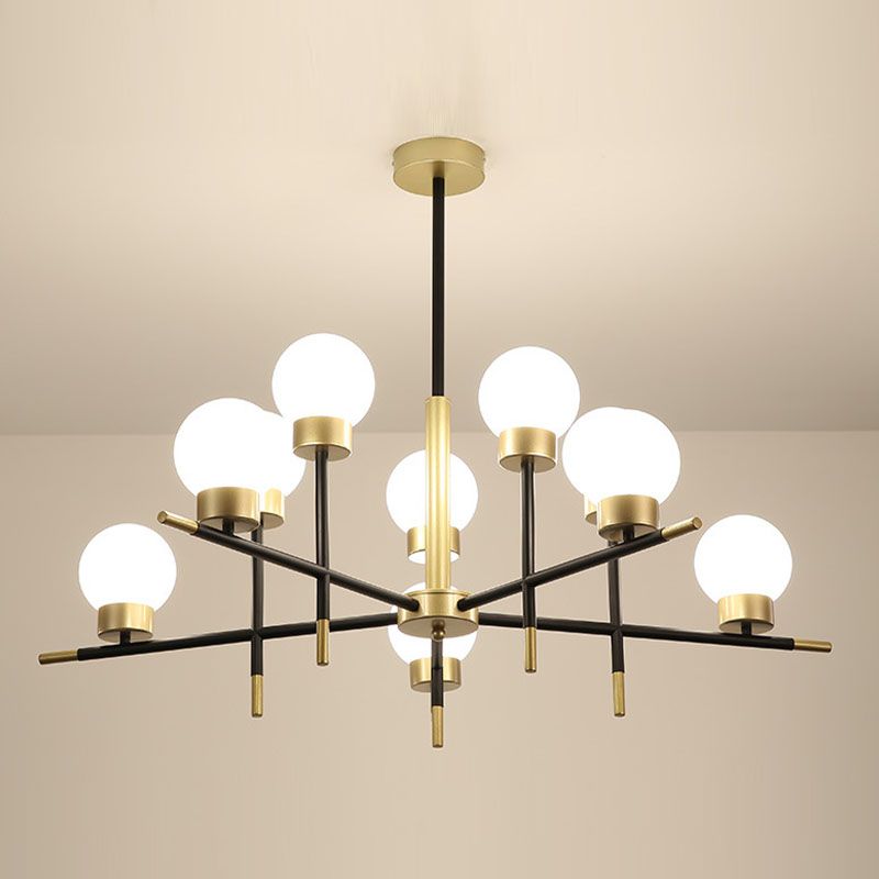 Postmoderne Metallkronleuchter Multi -Licht -Deckenkraut mit Glasschatten für Esszimmer