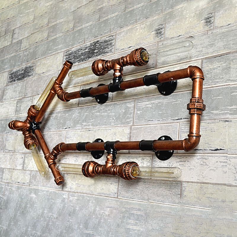 6 Glühbirnen Pfeilform geformte Scheuheulenbeleuchtung mit Rohr Retro Industrial Bronze Schmiedeeisenwandlampe für Badezimmer