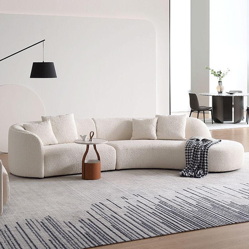 Beige Fabric Sectional Sofa Sloped Arm Sectional with Pillows