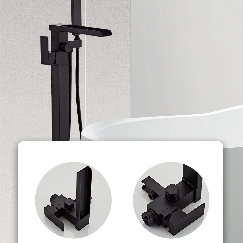 Floor Mounted Waterfall Freestanding Tub Filler Single Handle Freestanding Tub Filler Trim