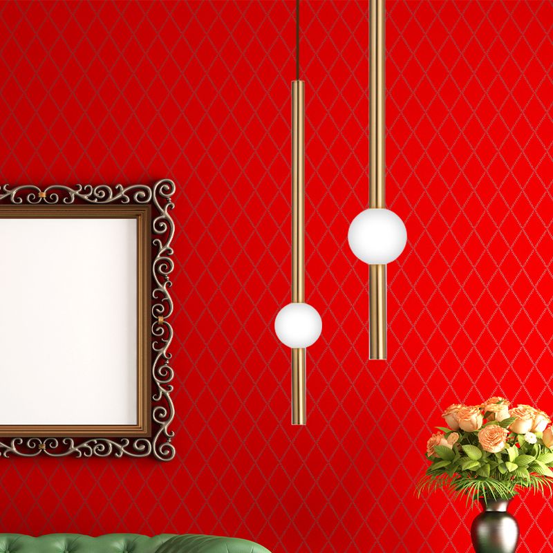 Flute Hanging Light Kit Simple Style Gold/White Glass 1 Head Stairway Pendant Light Fixture