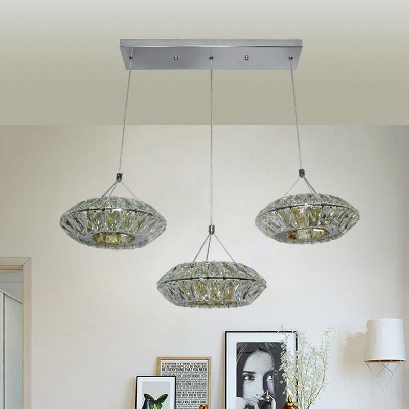 3 koppen multi -light hanger eenvoudige ufo heldere afgeschuinde kristal LED -suspensieverlichting
