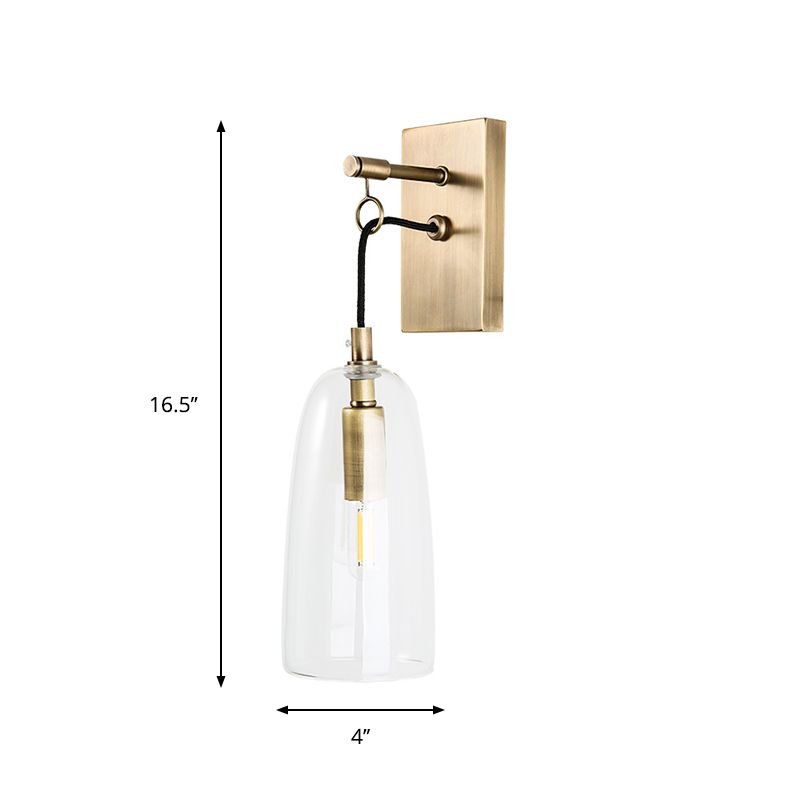 Flared Wall Mount Lamp Modern Style Clear Glass 1 Light Gold Sconce Light Fixture