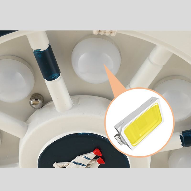 Luce a ventole a ciondolo a LED Mediterranea Luce semi -filo a forma di timone con tonalità metallica