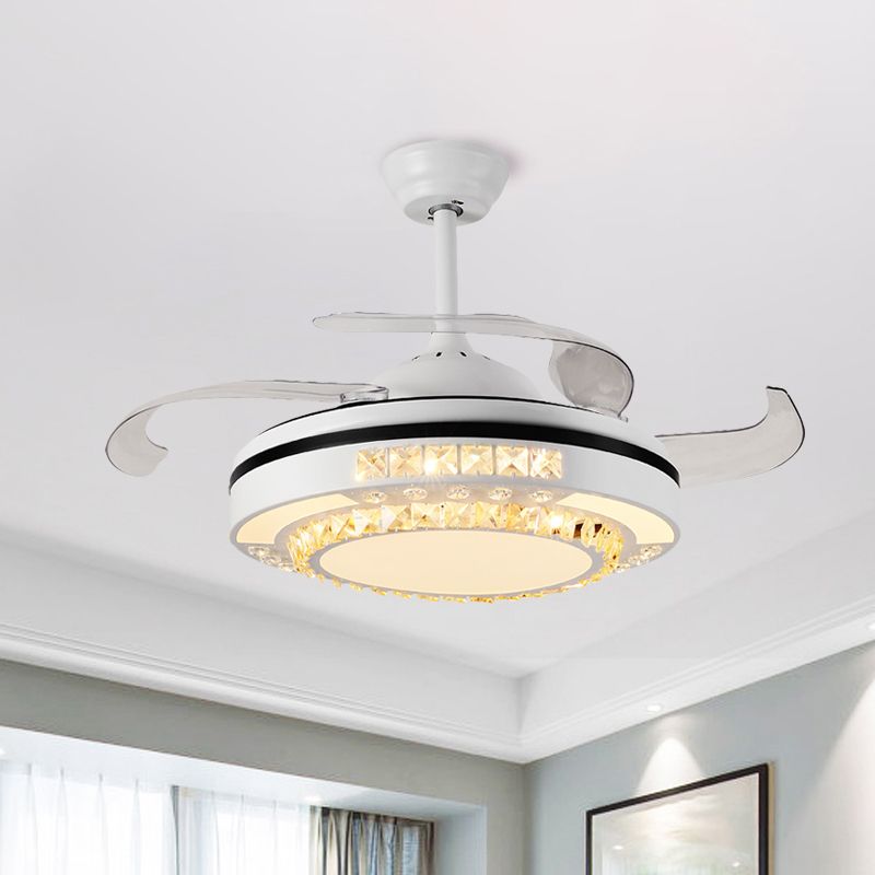 Handgeschnittenes kristallroundes Halbflush Mount Moderne 19 "W LED LED LED LED LEGENLICHE LABER Leuchte mit 4 Klingen