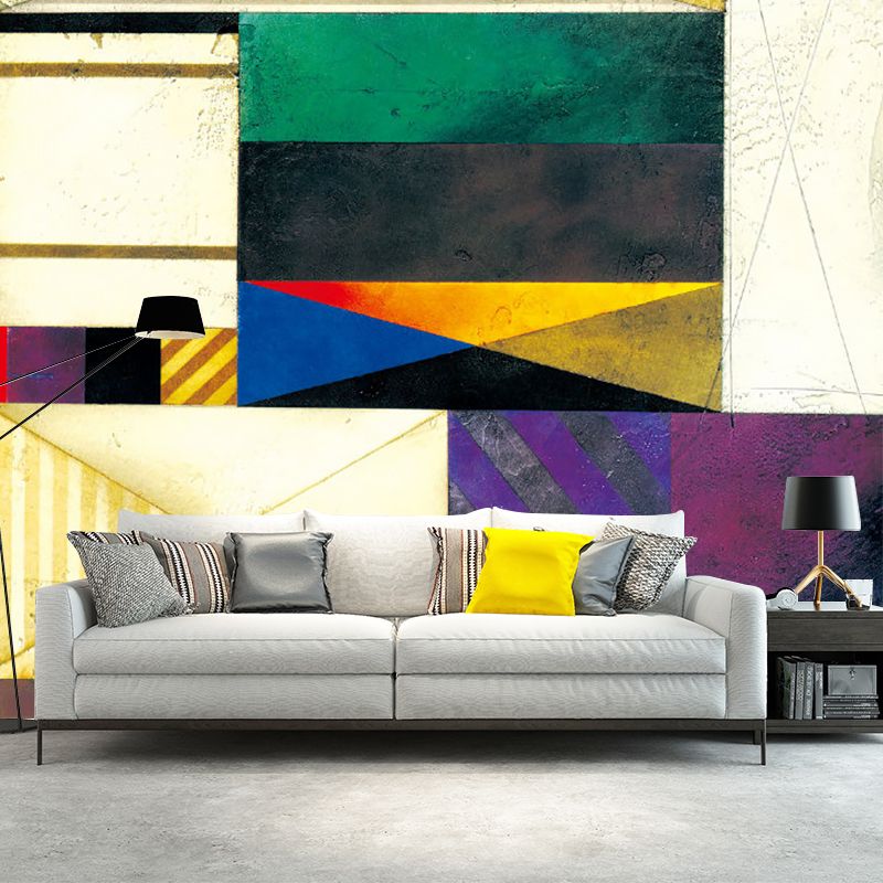 Huge Geometric Wallpaper Murals Water Resistant Mid Century Living Room Wall Art