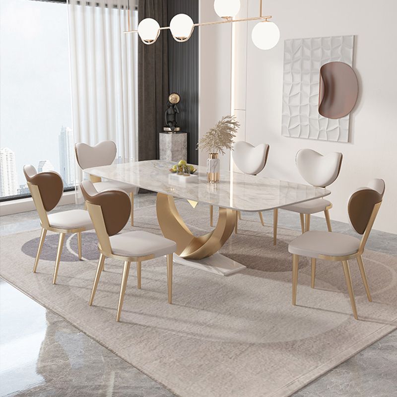 Sintered Stone Dining Set 1/4/5/7/9 Pcs Rectangle Dining Table with Upholstered Chairs