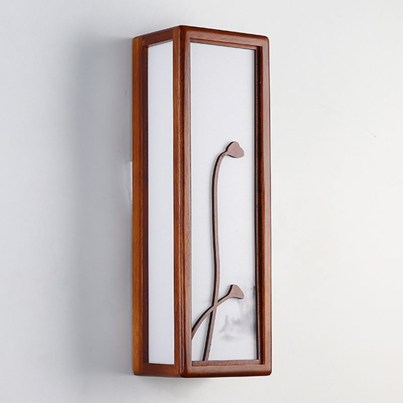 Modern Style Rectangular Shape Wall Sconce Wood 1 Light Sconces for Living Room