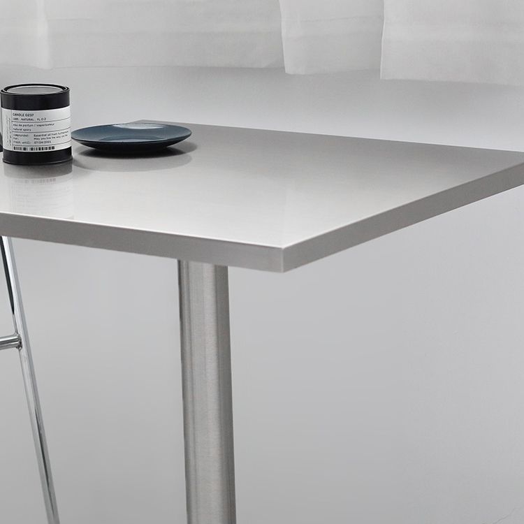 Mesa de comedor de barra contemporánea Mesa de cóctel de altura de barra de acero con base de pedestal en plata