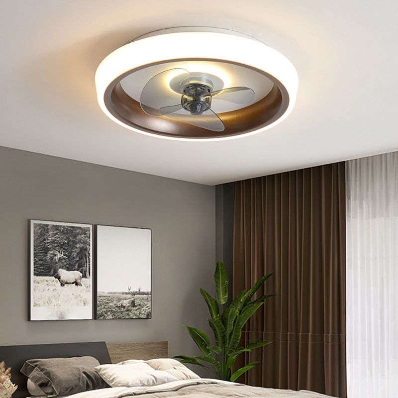 Polish Finish Fan with Light Modernism 3-Blade LED Ceiling Fan for Foyer