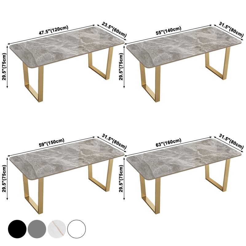 Rechthoekige eettafel Gesinterde stenen tafel Luxe met dubbel voetstuk