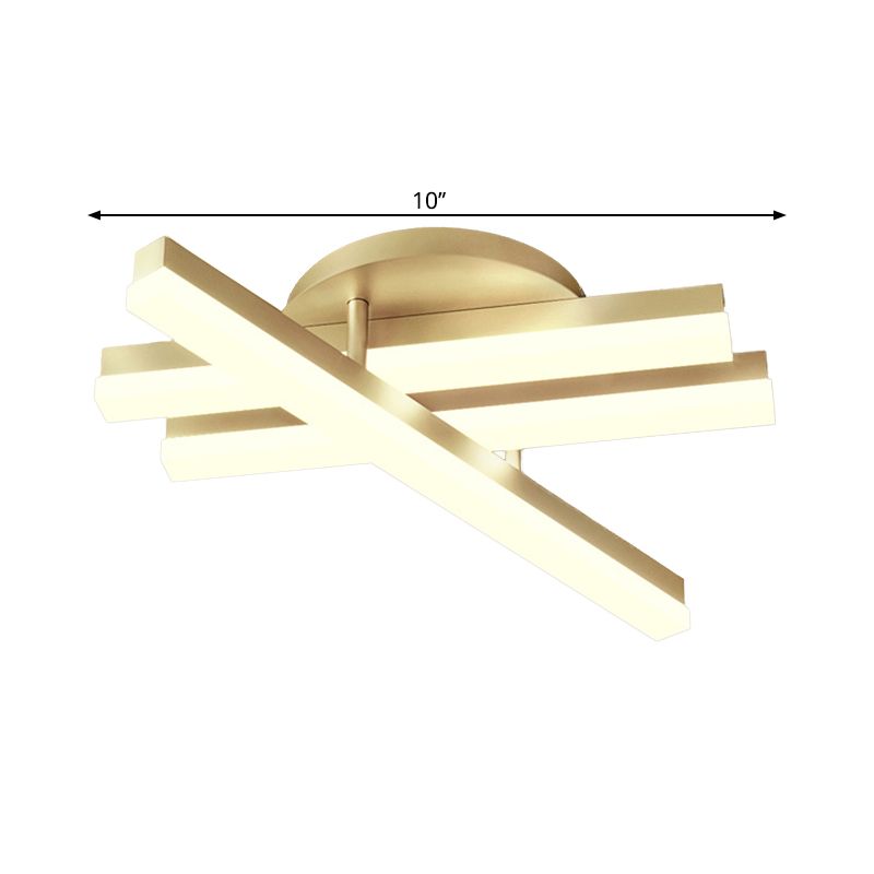 Linear Flush Mount Ceiling Light Minimal Acrylic LED Gold Lighting Fixture in Warm/White Light for Bedroom