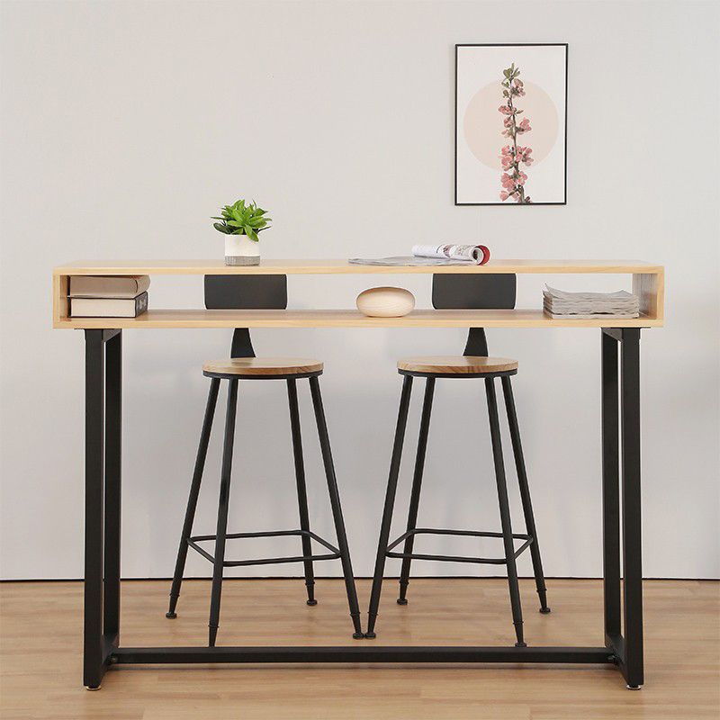 Contemporary Solid Wood Top Rectangle Bar Dining Table for Living Room