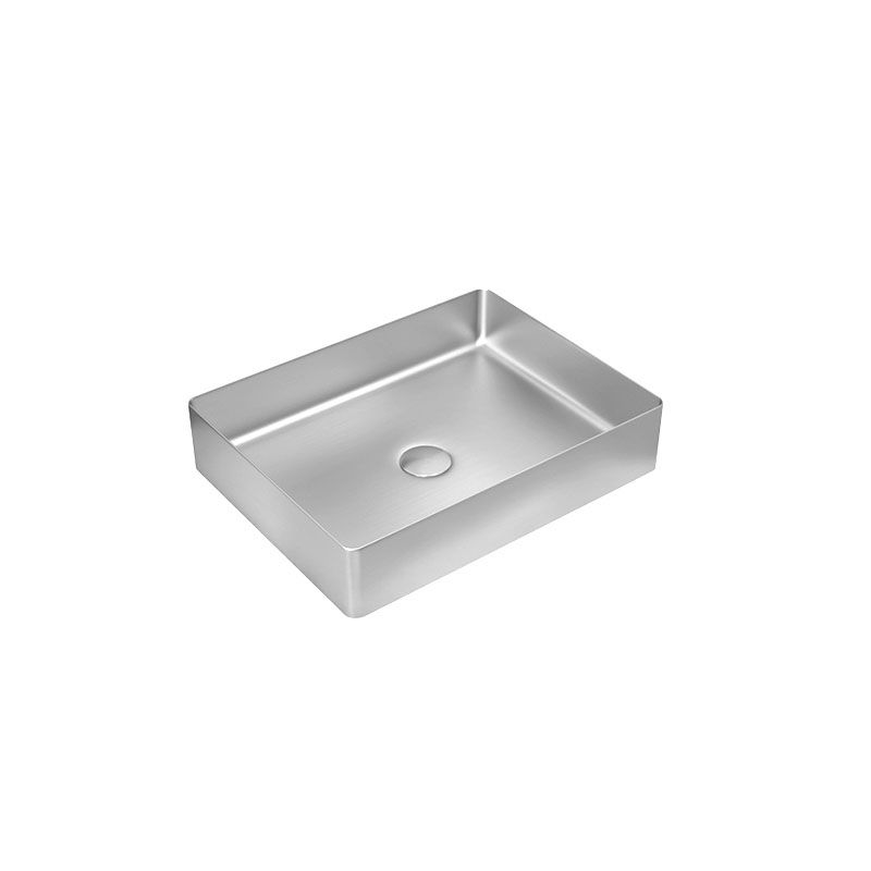 Contemporary Bathroom Sink Metal Rectangular Vessel Sink with Pop-Up Drain