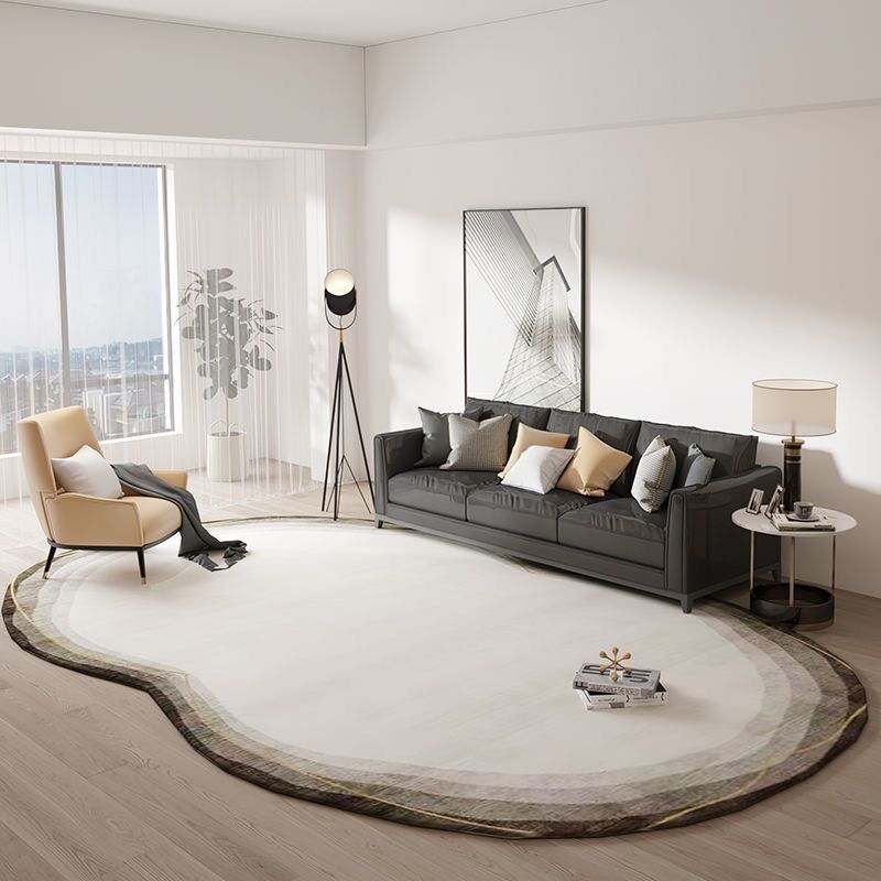 Leisure Novelty Shape Rug Simplicity Contrast Panel Rug Polyester Carpet with Non-Slip Backing