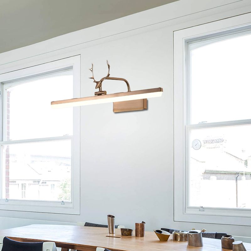 16 "/ 22" / 28 "W rectangle Mirror Vanité Lumière avec un éclairage mural acrylique moderne rotatif en bois en noir / or / blanc