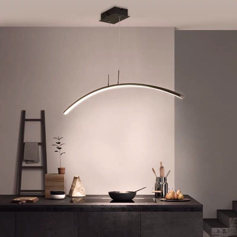 Moderna luce concisa isola a led Luce in ferro laccata Luce con ombra acrilica
