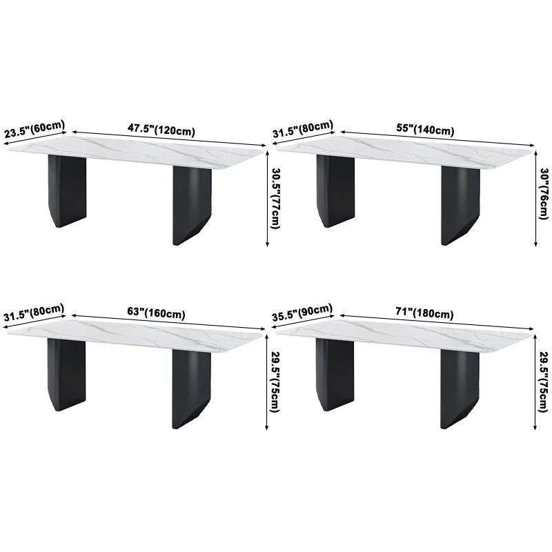 Tavolo da pranzo contemporaneo Sinterizzato Sinterato Tavolo da pranzo con doppio piedistallo per sala da pranzo