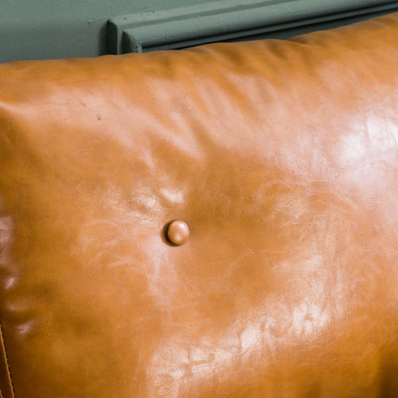 Glam Sofa with 2 Pillows Square Arm Faux Leather Living Room Seating