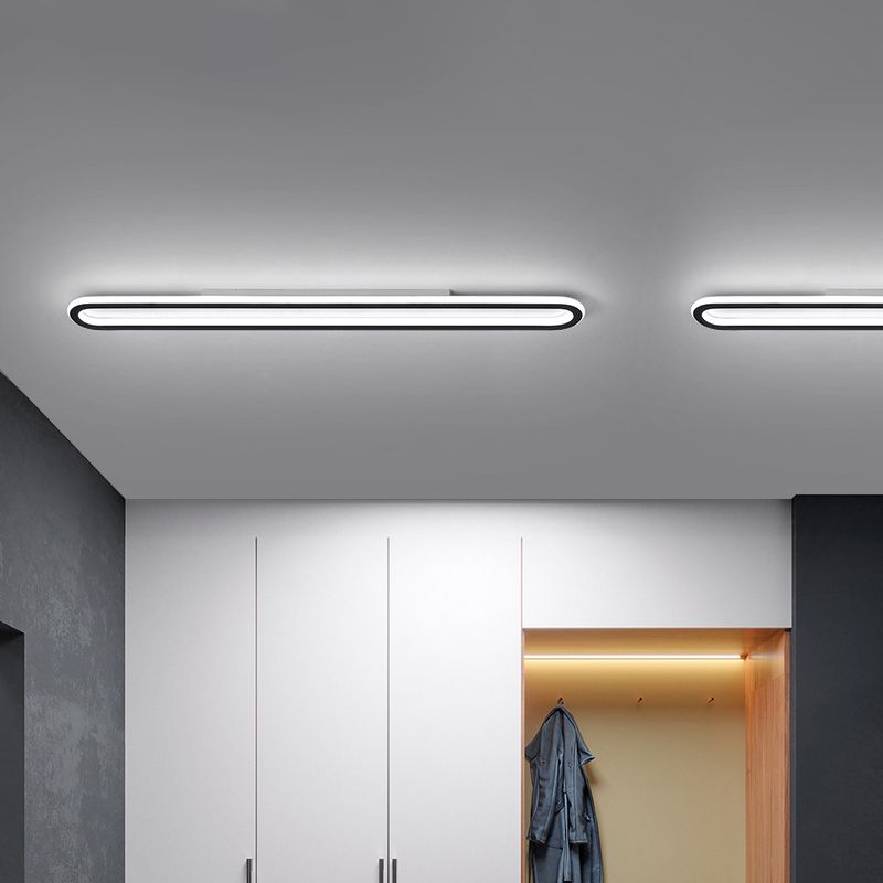 Elongated Slim Ceiling Mount Light Simplicity Acrylic 16"/23.5"/39" L LED Corridor Flushmount Lighting in Black, Warm/White Light