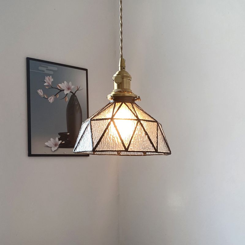 Luce a sospensione di vetro geometrica 1 illuminazione giù per il corridoio