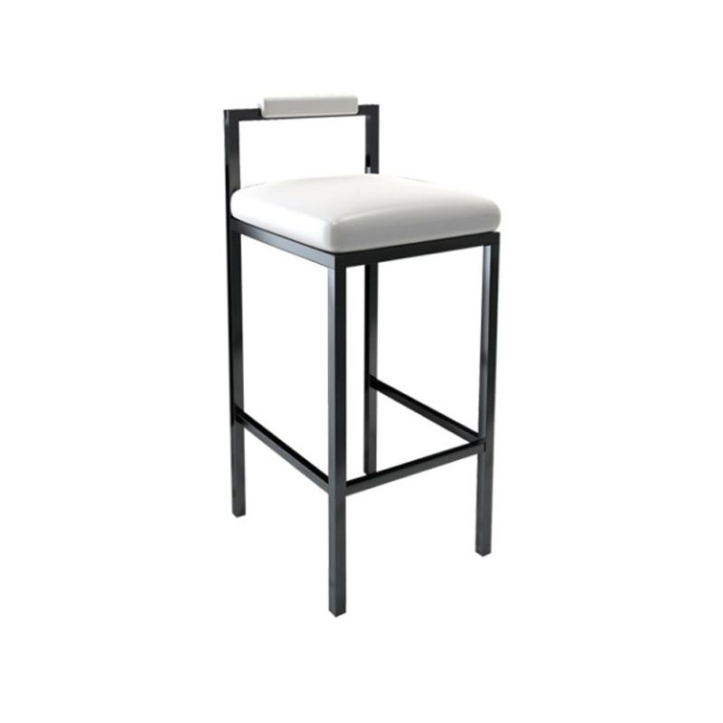 Tabouret haut de restaurant industriel de tabouret de bar à dossier bas en fer noir avec siège carré