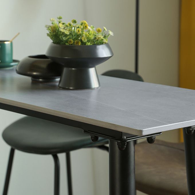 Industrial Rectangle Bar Dining Table Stone Top Bar Table with 4 Legs