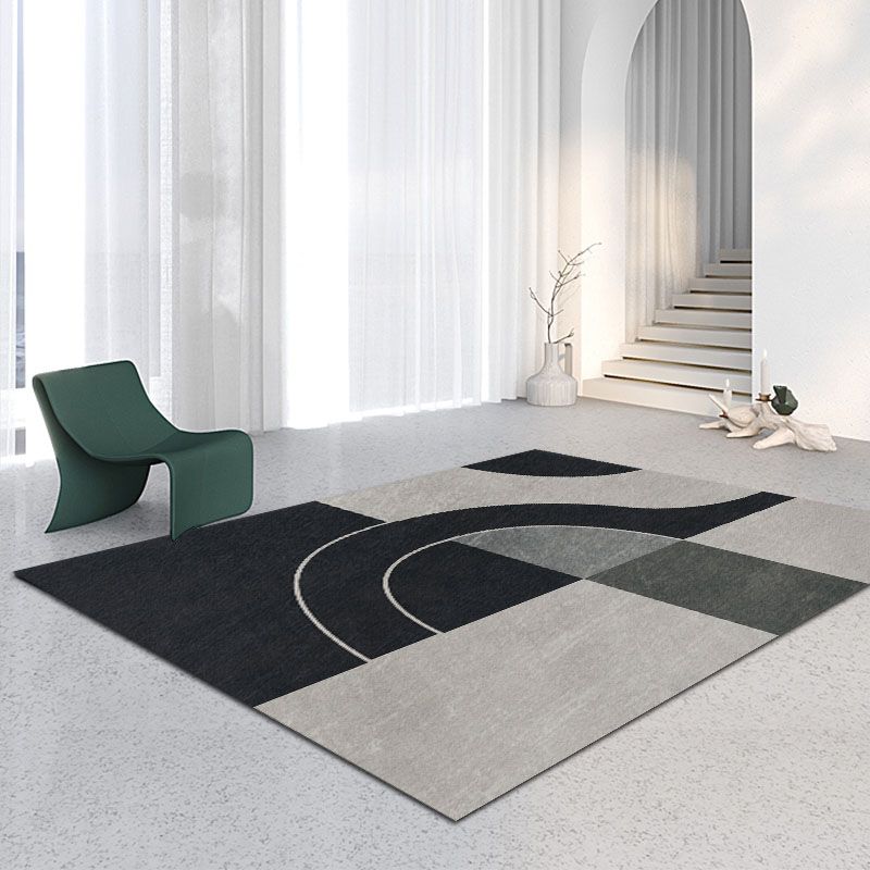 Contemporary Graphic Pattern Rug Polyester Area Rug Stain Resistant Carpet for Home Decoration