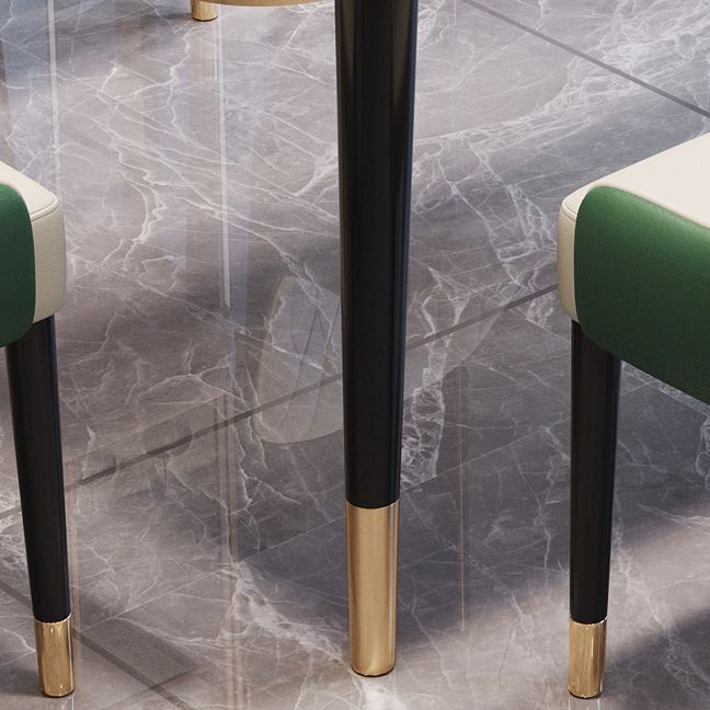 Dining Room Set Contemporary Marble Rectangle Table Black Dining Set with 4 Legs Base