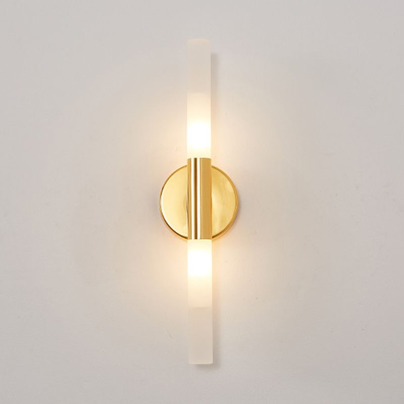 Cylinder Shape Vanity Lamp Modern Style Glass 2 Lights Bath Light in Black/Gold