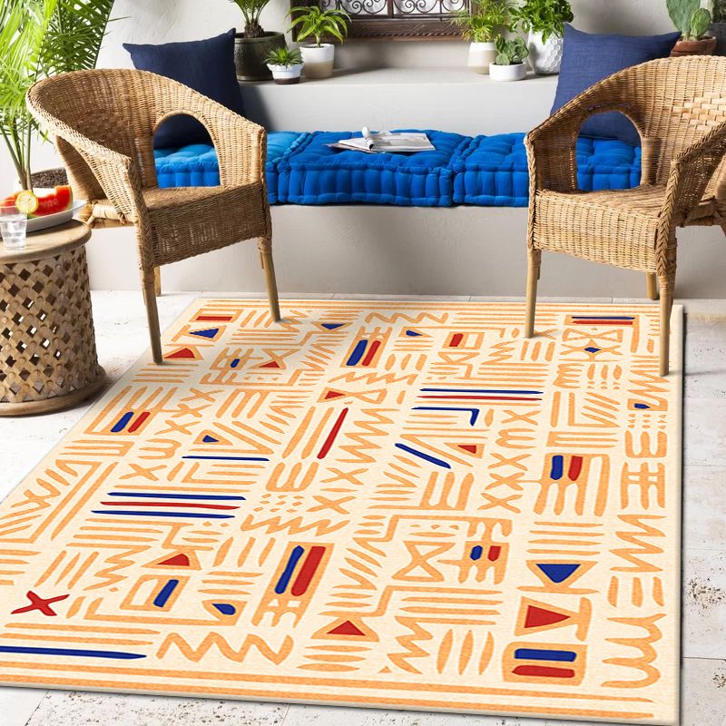 Light Orange Rug Polyester Graphic Rug Non-Slip Backing Rug for Home Decoration