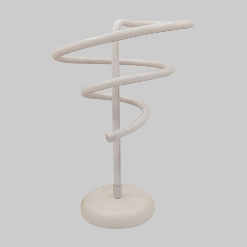 White Swirly Task Lighting Minimalist LED Acrylic Small Desk Lamp with Circle Metal Base, Wam/White Light