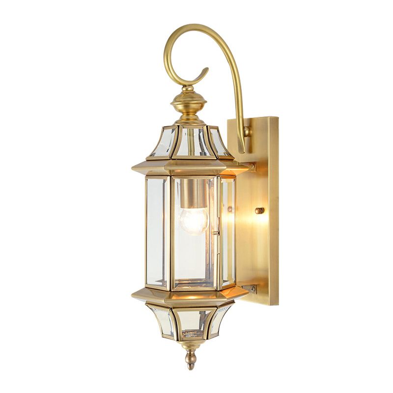 Geometric Shape Glass Wall Lighting Industrial Style 1 Light Wall Mounted Light in Gold