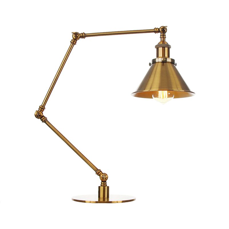 Lampada da tavolo svasata elegante industriale in metallo a 1 luce Lampada da tavolo per sala da pranzo con braccio di lunghezza 8"+8"/8"+8"+8" in oro