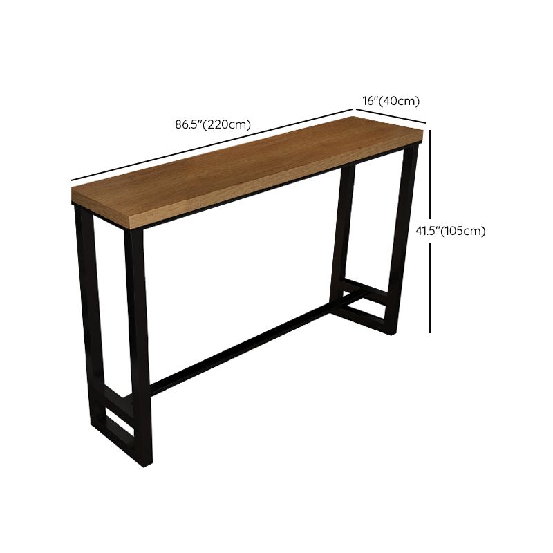 Industrial Bar Dining Table Rectangle Bar Solid Wood Table in Brown