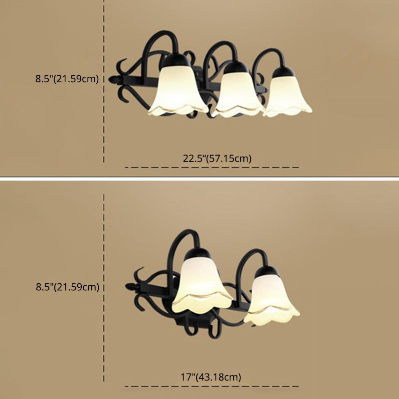 Traditional Style Shaded Wall Mounted Lighting Glass Wall Mounted Light in Black