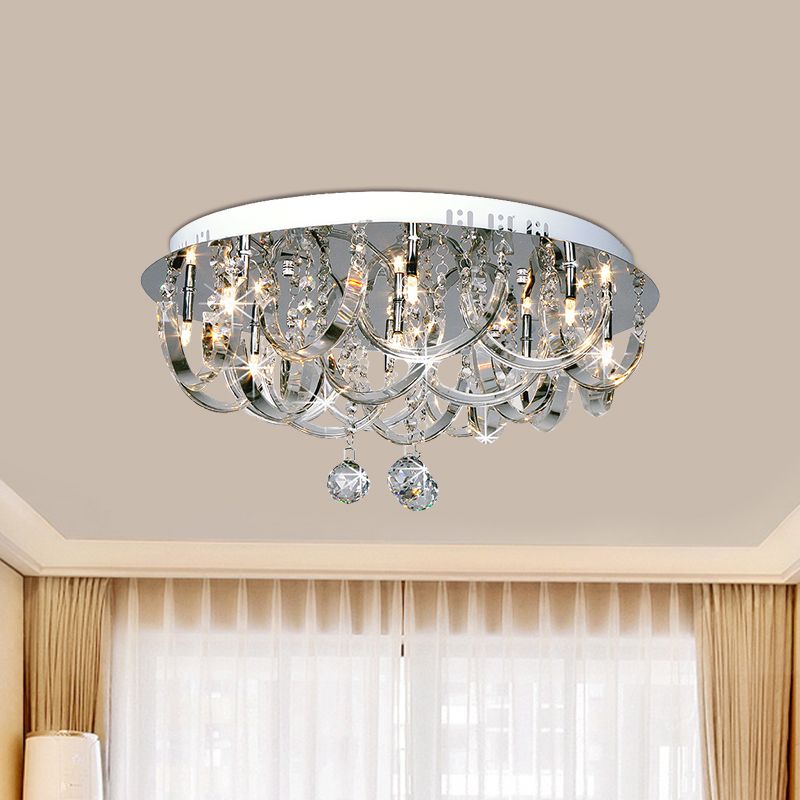 Luminaire encastré en cristal clair torsadé modernisme 8 têtes plafonnier de chambre à coucher