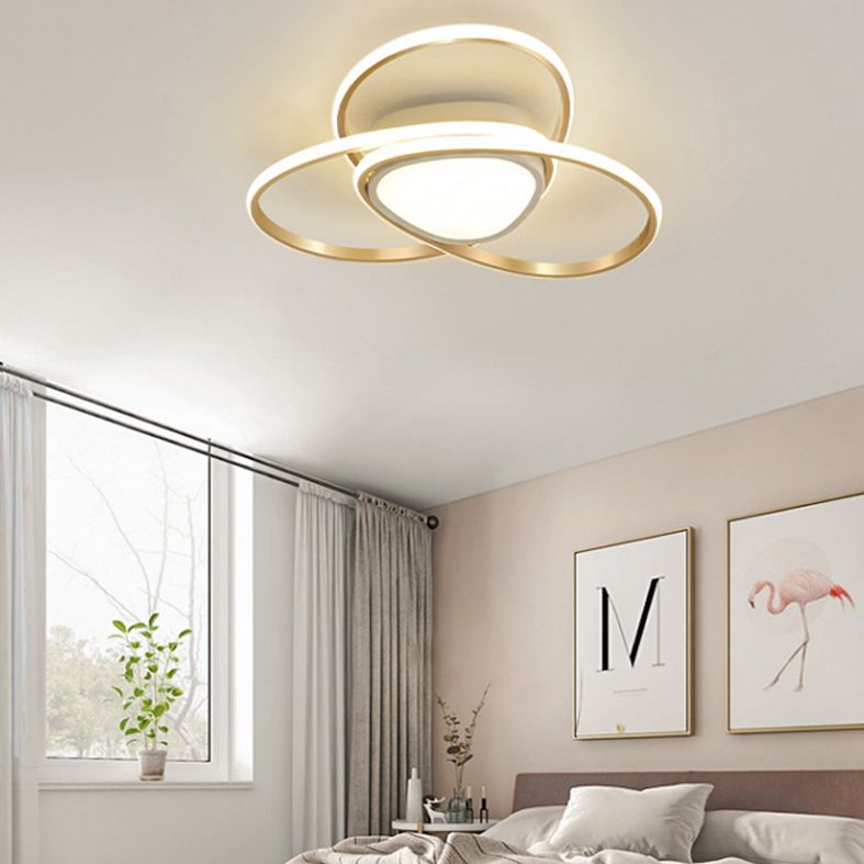 Gold Geometrical Ceiling Light Fixture Simple Style LED Metal Ceiling Flush Mount Light