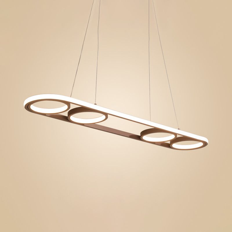 39 "/ 47" de large île métallique ovale Éclairage de plafond de café simple Plafond LED Light en lumière chaude / blanche