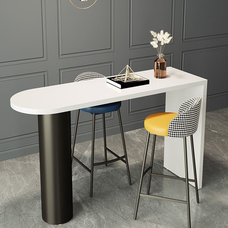 Contemporary Free Form Pub Set 1/3/4 Pieces Solid Wood Bar Table with Metal Stools