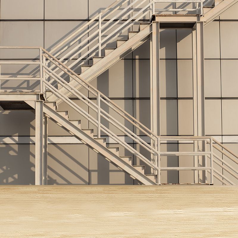 Sunset Staircase View Mural Wallpaper Distressed White Modern Wall Art for Living Room