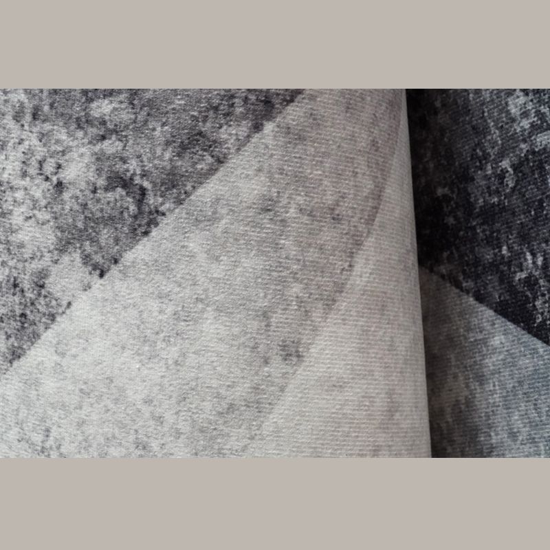 Grey Living Room Area Rug Geometric Print Polyester Area Carpet Non-Slip Backing Rug for Home Decor